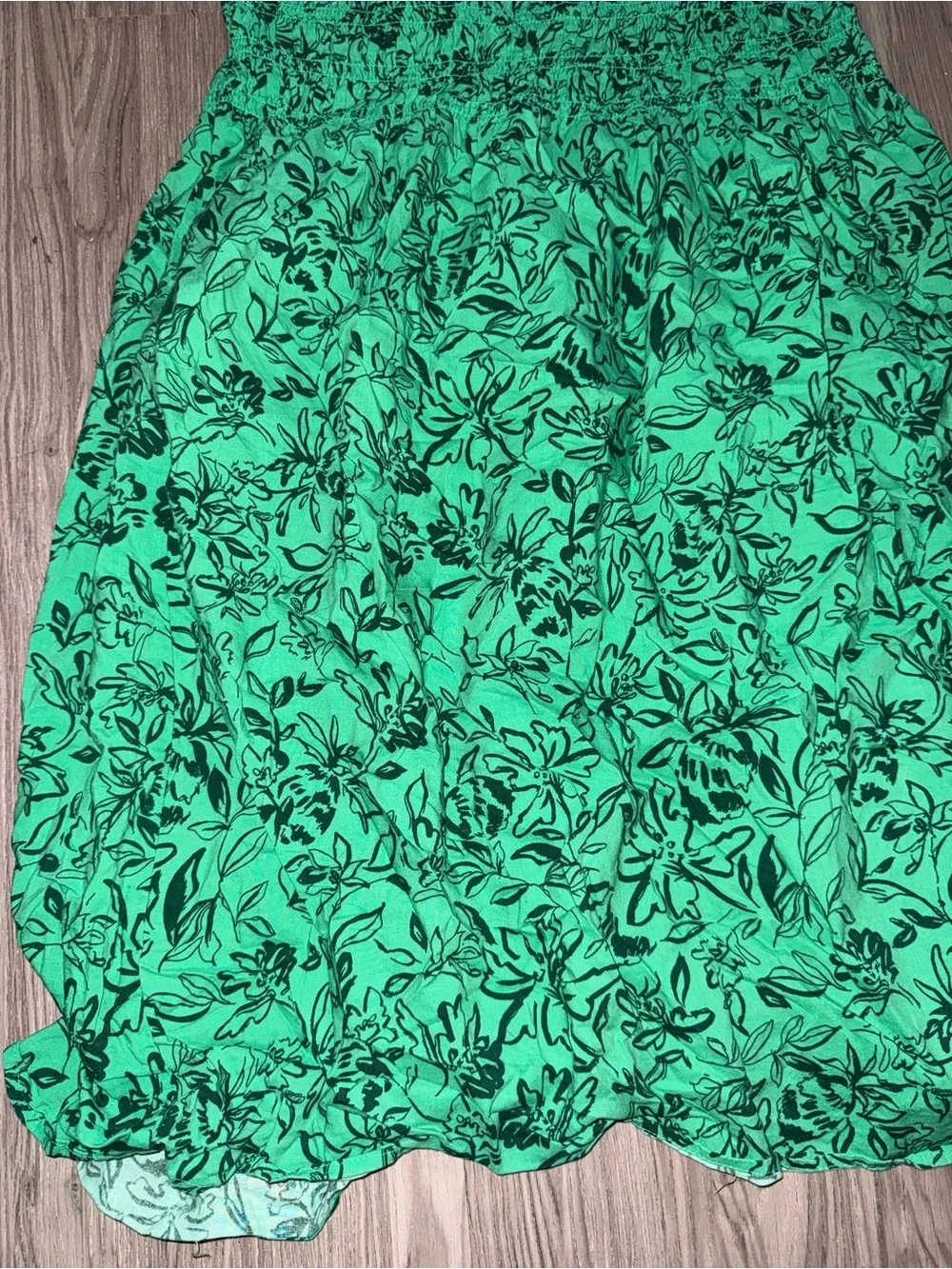 Green Floral Smocked-Waist Skirt - Picture 2 of 4